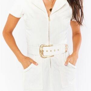 Show Me Your MuMu Outlaw Belted Dress with Gold Buckle